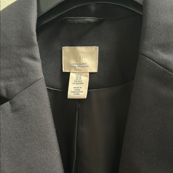 H&M Wool Blend Laine Melangee Black Oversized Blazer - size XS - Picture 2 of 6